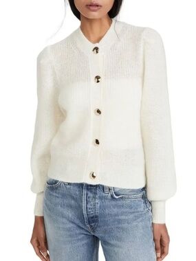 BA&SH Womens Baylor Puff-Sleeved Knit Cardigan Sweater‎